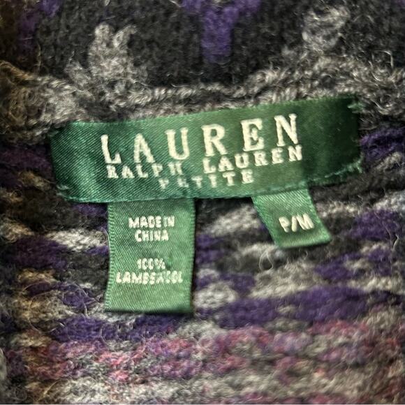 Lauren RL Lambswool Sweater Vest Womens Size PM Gray Black Southwestern Preppy - Picture 3 of 6